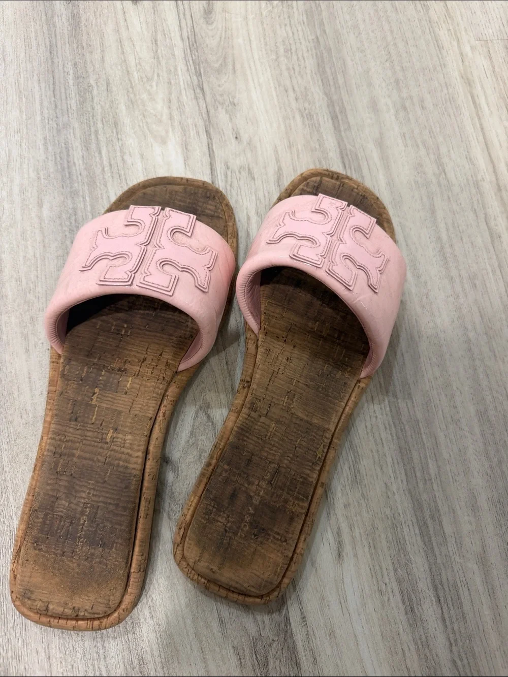 TORY BURCH DOUBLE T SPORT Pink Slide Sandals for Women SIZE 8.5
